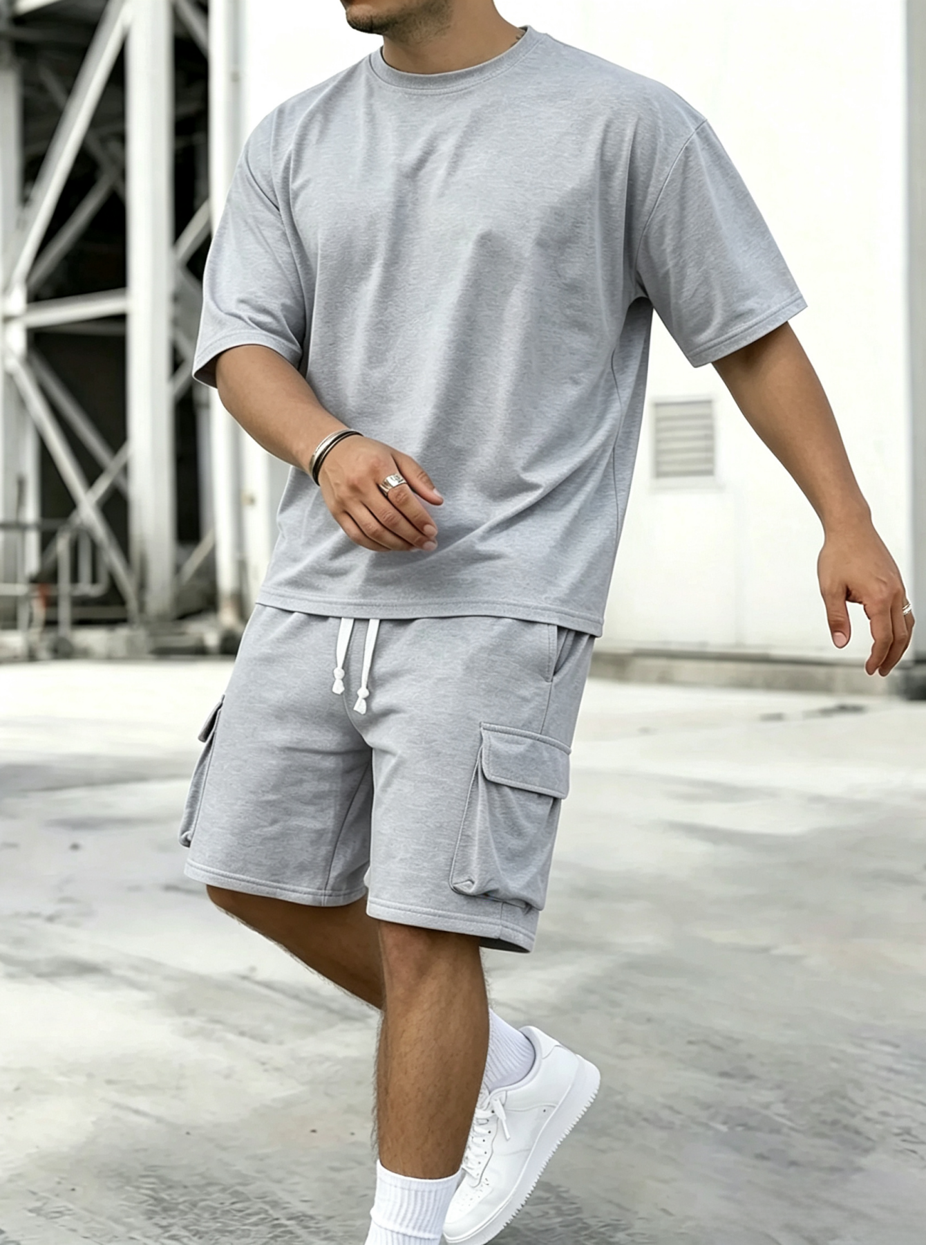 Men's T-Shirt and Cargo Shorts Set
