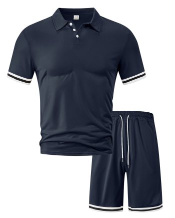 Men's Polo Shirt and Drawstring Shorts Set