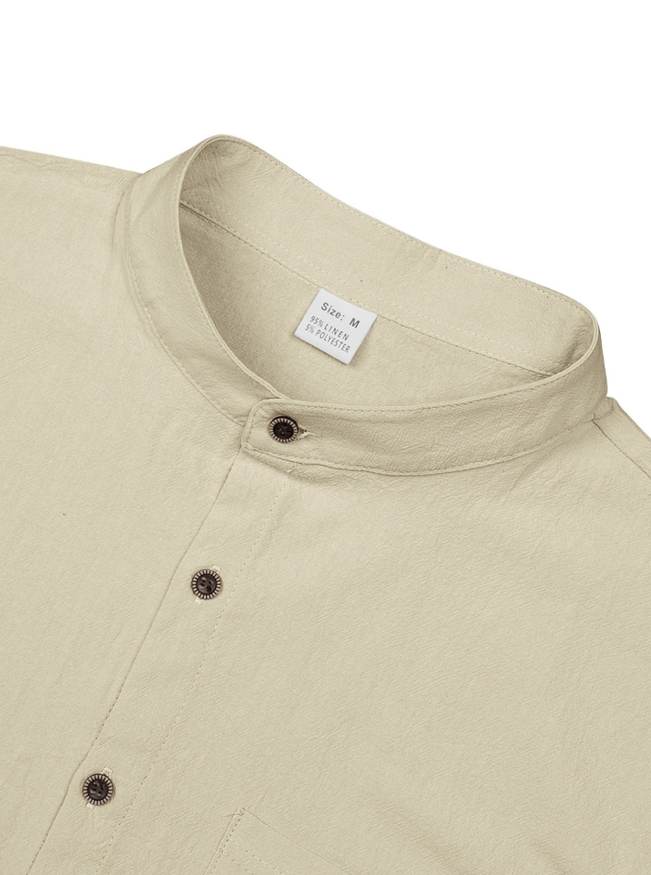 Men's Linen Stand Collar Long Sleeve Shirt